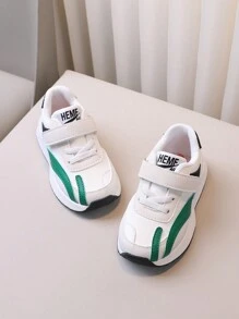 1 Pair Comfortable Anti-Slip Soft Sole Hook And Loop Leather Baby Casual Sports Shoes, Suitable For All Seasons