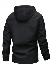 秋季运动拉链连帽防风夹克 男友风格男士防水夹克 1 件拉链口袋徒步旅行夹克 男友风格男士适合春秋季户外使用 男友风格男士软壳夹克