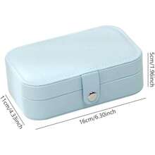 Porta Joias Retangular Médio Com Divisórias Portátil MS-13 - Azul Empoeirado - Visão 3