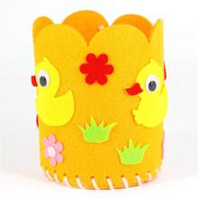 1/8 pezzi Portapenne fai-da-te in tessuto di feltro, contenitore da scrivania rotondo fatto a mano a forma di animali del fumetto, per bambini, per arti e mestieri, feltro, lavoretti per bambini