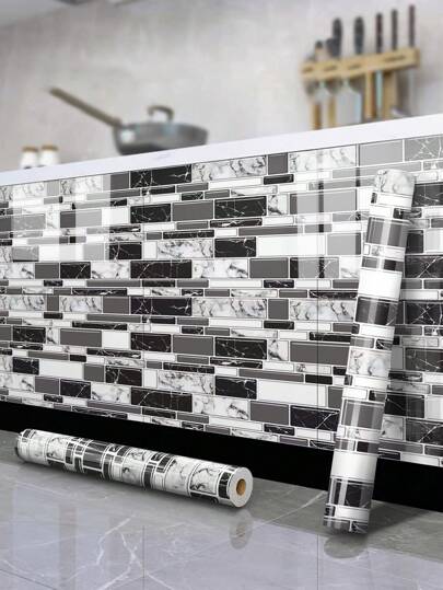Papel de parede autoadesivo para backsplash, 1 rolo, papel de parede autoadesivo para backsplash de cozinha, papel de parede para azulejos, papel de parede à prova d'água para bancadas de cozinha, papel de parede autoadesivo para banheiro, papel de parede para cozinha, adesivos, decalque de parede, decalque de vinil para decoração de casa, itens de decoração de primavera para renovar sua casa, adesivos de decoração Rama, presentes, aniversário, formatura, decoração de cozinha