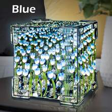 21 piezas Set de flores Tulipán Luz de noche, lámpara decorativa LED de noche para dormitorio, lámpara de mesa de flores de tulipán mágica DIY y espejo 2 en 1, regalos de cumpleaños para mujeres y niñas - Multicolor - Ver 3