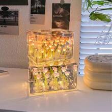 21 piezas Set de flores Tulipán Luz de noche, lámpara decorativa LED de noche para dormitorio, lámpara de mesa de flores de tulipán mágica DIY y espejo 2 en 1, regalos de cumpleaños para mujeres y niñas - Multicolor - Ver 8