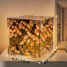 21 piezas Set de flores Tulipán Luz de noche, lámpara decorativa LED de noche para dormitorio, lámpara de mesa de flores de tulipán mágica DIY y espejo 2 en 1, regalos de cumpleaños para mujeres y niñas - Multicolor - Ver 10