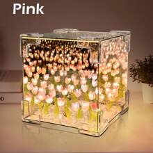 21 piezas Set de flores Tulipán Luz de noche, lámpara decorativa LED de noche para dormitorio, lámpara de mesa de flores de tulipán mágica DIY y espejo 2 en 1, regalos de cumpleaños para mujeres y niñas - Multicolor - Ver 7