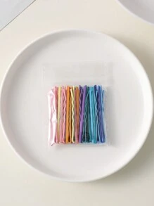 100/50/20个装彩色简约纯色发夹，适合女孩，彩色字母发夹，小巧彩色发夹，发卡，波浪发夹，女孩发夹 - 彩色 - 查看 4