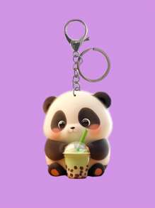 1 件可爱熊猫泡泡茶亚克力钥匙扣，2D 设计轻巧时尚钥匙扣、包包吊饰、汽车吊坠，送给朋友的完美礼物 - 彩色 - 查看 7
