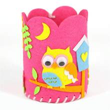 1/8 pezzi Portapenne fai-da-te in tessuto di feltro, contenitore da scrivania rotondo fatto a mano a forma di animali del fumetto, per bambini, per arti e mestieri, feltro, lavoretti per bambini