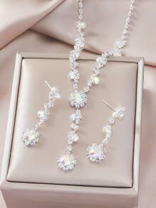 3 piezas Set joya con diseño de diamante de imitación