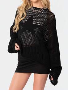 Suéter elegante y ceñido negro para mujer - Negro - Ver 6