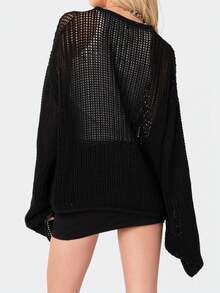 Suéter elegante y ceñido negro para mujer - Negro - Ver 7