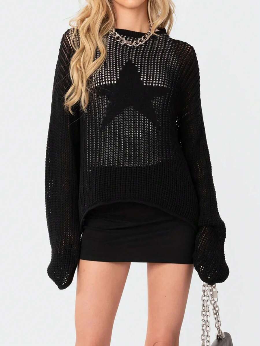 Suéter elegante y ceñido negro para mujer - Negro - Ver 1