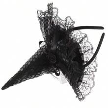 Halloween Decorations Witch Magic Party Hat Headband Masquerade Ball Performance Lace Sequin Hat Headband,Christmas