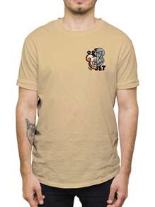 Men's T-Shirt 100% Cotton 30.1 Bear Print Split Face Fashion Streetwear New Blouse Shipping Now - Màu be - Xem 2