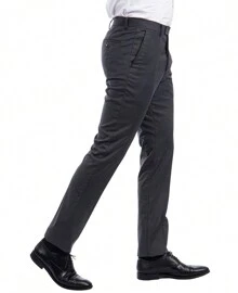 Mens Skinny Fit Solid Open Bottom Dress Pants - 炭灰色 - 查看 2
