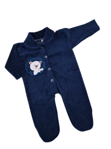 KIT WITH 3 PLUSH BABY OVERALLS - SMALL MODEL - Màu xanh lam - Xem 6
