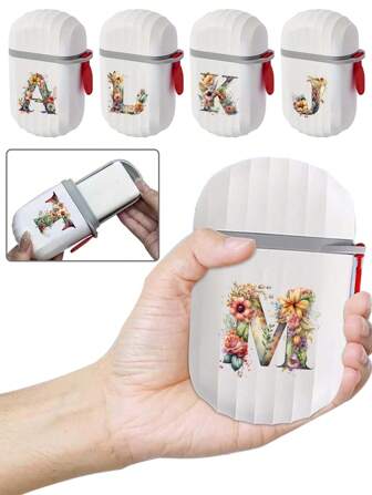 1pc 26 Floral Letter Waterproof Portable Soap Dish With Lid And Drain Tray, Plastic Construction, Bathroom Accessories,Mini Travel Size Soap Holder For  Travel, Hiking, And Camping - KeepYour Soap Clean And Dry Anywhere! Travel Essentials School School Supplies Holiday Holiday Essentials Vacation Perfume For Women Perfume For Men Perfume Beach Bottle