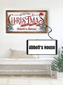 1Pc Personalized Welcome To , Custom Family Name Canvas Sign, Rustic Winter Holiday Seasonal Decor, Farmhouse Decor, No Frame, Retro Xmas Gift, Valentine Day, Valentine Day Decor Gifts Birthday Graduation Home Decor Christmas Decorations Room Decor Christmas,Christmas Gift Supplies - No Frame - View 7
