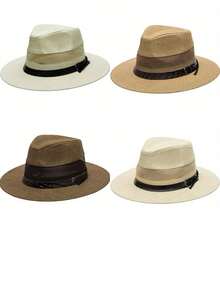 Mũ rơm lưới thoáng khí màu trơn mùa hè cho nữ vành lớn chống gió dây thừng thể thao ngoài trời đạp xe du lịch mũ xô chống nắng - mũ rơm lưới - Xem 1