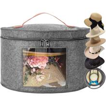Caja de almacenamiento de sombreros de viaje redonda de gran capacidad - Organizador portátil de fieltro con tapa a prueba de polvo, interior espacioso y diseño versátil para guardar sombreros, juguetes y ropa - Perfecto para viajes, organización de armarios y regalos