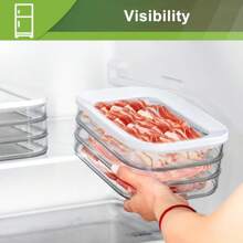 1Set 3-Layer  Meat Container For Fridge, Bacon Lunch Meat Container For Refrigerator, Meal Prep Containers, Stackable Food Storage Boxes With Lid - Trong sáng - Xem 4