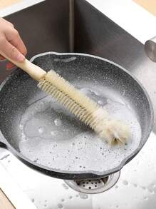 1pc/2pcs Wooden Handle Bottle Cleaning Brush, Nylon Bristle Long Handle Cup Brush For Kitchen & Dining Room