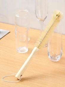 1pc/2pcs Wooden Handle Bottle Cleaning Brush, Nylon Bristle Long Handle Cup Brush For Kitchen & Dining Room
