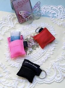 1 Pc Multi Color Optional CPR Emergency Mask Portable Keychain With One-Way Valve Breathing Mask First Aid Rescue Emergency Kit Disposable CPR Mask Face Shield First Aid Mask - Multicolor - View 6