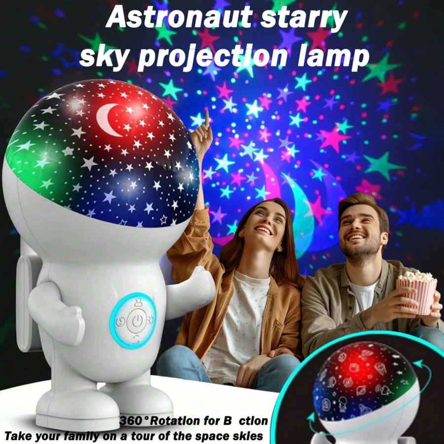 Halloween Decoration 1 Pc Night Light Projector,Night Light For Kids,Astronaut Star Projector With Energy Halo 1h Timer And 360 ° Rotation,Baby Night Light Ceiling Light Projector,Best Gifts For Boys Girls Bedroom Decor - 白色 - 4"D x 4"W x 7"H - 查看 1