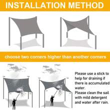 Shade Sail, Waterproof Garden Shelter 95% UV Blocking Sun Protection Awning, Canopy For Patio Garden Yard Backyard Camping Pool - Beige - View 6