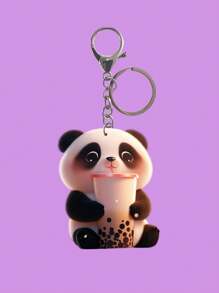 1 件可爱熊猫泡泡茶亚克力钥匙扣，2D 设计轻巧时尚钥匙扣、包包吊饰、汽车吊坠，送给朋友的完美礼物 - 彩色 - 查看 10