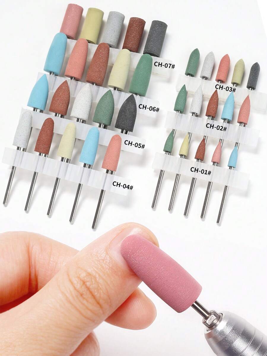 5pcs Nail Care Silicone Sanding Bits, For Cuticle Removal, Nail Polishing And Electric Nail Drill