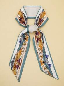 5 件装女士多用途格子、豹纹、花朵、花卉图案围巾，包包装饰带礼盒 - 时尚小丝巾优雅头巾、发带、头带非常适合装扮您的情人节 - 彩色 - 查看 26