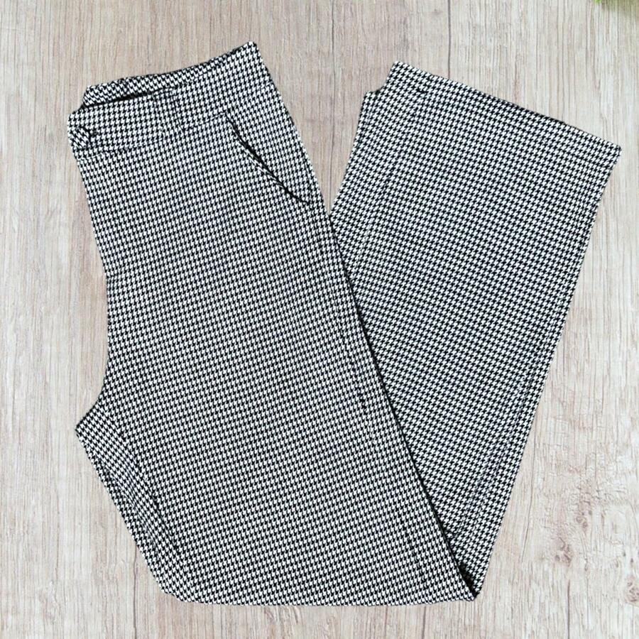 WOMEN'S PLUS SIZE PANTS CUSTOM TAILORING LONG STRAIGHT ELASTANE WITH POCKET COMFORTABLE HIGH WAIST - 黑與白 - 查看 1