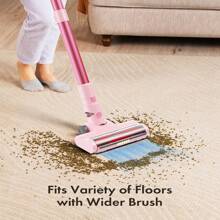 Homeika Cordless Vacuum Cleaner, 300W 23KPa Powerful Suction Vacuum With LED Display, 3 Suction, 48mins Runtime, Lightweight Stick Cleaner With Sofa Brush For Hard Floor/Carpet/Pet Hair/Car - 粉色 - 查看 7