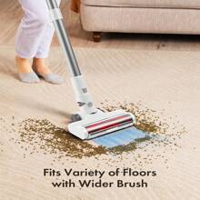 Homeika Cordless Vacuum Cleaner, 300W 23KPa Powerful Suction Vacuum With LED Display, 3 Suction, 48mins Runtime, Lightweight Stick Cleaner With Sofa Brush For Hard Floor/Carpet/Pet Hair/Car - 白色 - 查看 7