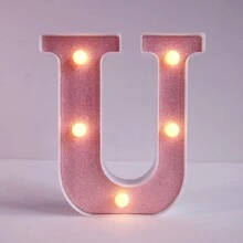 1pc Shiny Pink LED Letter Light, English Alphabet & Number Night Light, Battery Powered, Warm Glow, For Home Decor, Wall Decor, Kitchen Decor, Game Room Decor, Party Decor, Birthday Party, Outdoor Decor, Wedding Decor, Bedroom, Study, Graduation Party, Camping Decor