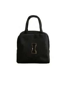 1个保温午餐包，手提袋，午餐盒，冰袋，野餐食品手提袋，刺绣字母图案午餐盒，帆布轻便便携午餐收纳袋，学校办公室野餐午餐手提袋（黑色），午餐盒午餐包，女士教师露营返校保冷包，教室便当厨房保温午餐包，女士旅行午餐盒包，女士学习用品配件 - 黑色 - 查看 16