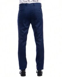 Mens Skinny Fit Solid Open Bottom Dress Pants - 靛藍 - 查看 4