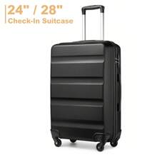 Ideal For Men And Women Lightweight ABS Hard Shell Check-In Luggage With TSA Lock And 4 Spinner Wheels Perfect For Travel, Business Trips, And Vacations (24" Medium & 28" Large) - màu đen - Xem 1