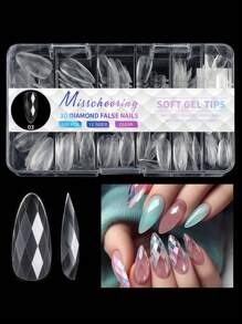 3D 水钻菱形假透明指甲贴全覆盖美甲装饰工具 14 种尺寸 140 片 DIY 按压式指甲 美甲用品 指甲 - 無色 - 查看 8