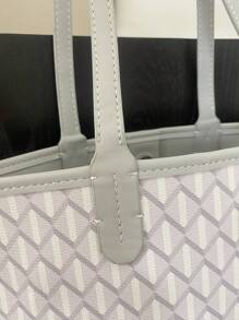 White Fashion Simple Classic Retro Leather Diamond Check Pattern Handbag Casual Women Tote Bag Shoulder Bag Exquisite PU Material Suitable for Parties, Work, Travel, School, Shopping, Gifts - White - View 5