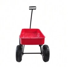 Outdoor Sport Wagon Tools Cart Wooden Side Panels Air Tires Wagon (Red) Outdoor Decor - Red + Steel - View 7