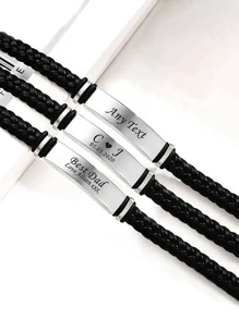 1pc Personalized Men's Bracelet, Customizable Letter Combination, Birthday, Wedding, Christmas Gift, Free Engraving, Gift Box Packaging, Gold, Fashionable, Colorful, Retro, Unisex, Minimalist Casual, Customized, Personalized, Unique, Ideal Gift For Him, Ideal Gift For Her, Boyfriend, Girlfriend, Dad, Mom, Family