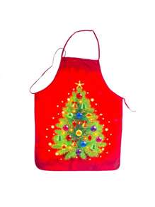1 PC, Apron, Christmas Themed Colorful Printed Apron, Snowman Christmas Wreath Pattern Apron, Christmas Party Atmosphere Decoration, Kitchen Supplies,Kitchen,Bathroom,Home,Household Supplies - Multicolor - View 6
