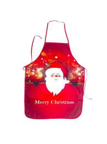 1 PC, Apron, Christmas Themed Colorful Printed Apron, Snowman Christmas Wreath Pattern Apron, Christmas Party Atmosphere Decoration, Kitchen Supplies,Kitchen,Bathroom,Home,Household Supplies - Multicolor - View 7