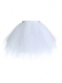 1件女士彩色糖果色短款多层水钻网纱薄纱裙，适合舞台表演、派对、拍照、洛丽塔风格情人节配饰