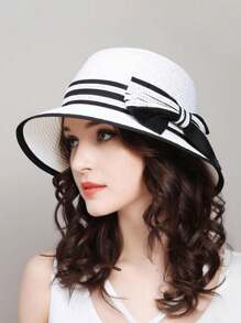 1 Miếng Của phụ nữ Chống nắng Mũ rơm Với Trắng Ban nhạc & Lá thư Và Nút hình bướm Cho mùa hè - Nhiều màu - Xem 12