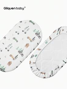 GLLQUEN BABY 4件套婴儿床单套装，透气柔软触感床垫保护套，弹性旅行婴儿床床品，男女宝宝通用花卉图案，32英寸 x 16英寸（适用于汽车安全座椅），OEKO-TEX认证 - 汽車 - 查看 6