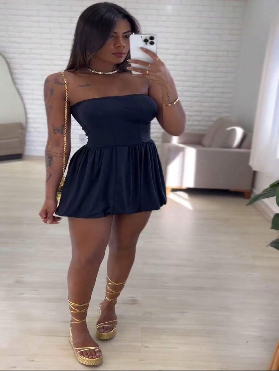 Women's Strapless Dress Balonê - màu đen - Xem 1